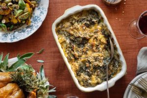 kale and leak gratin