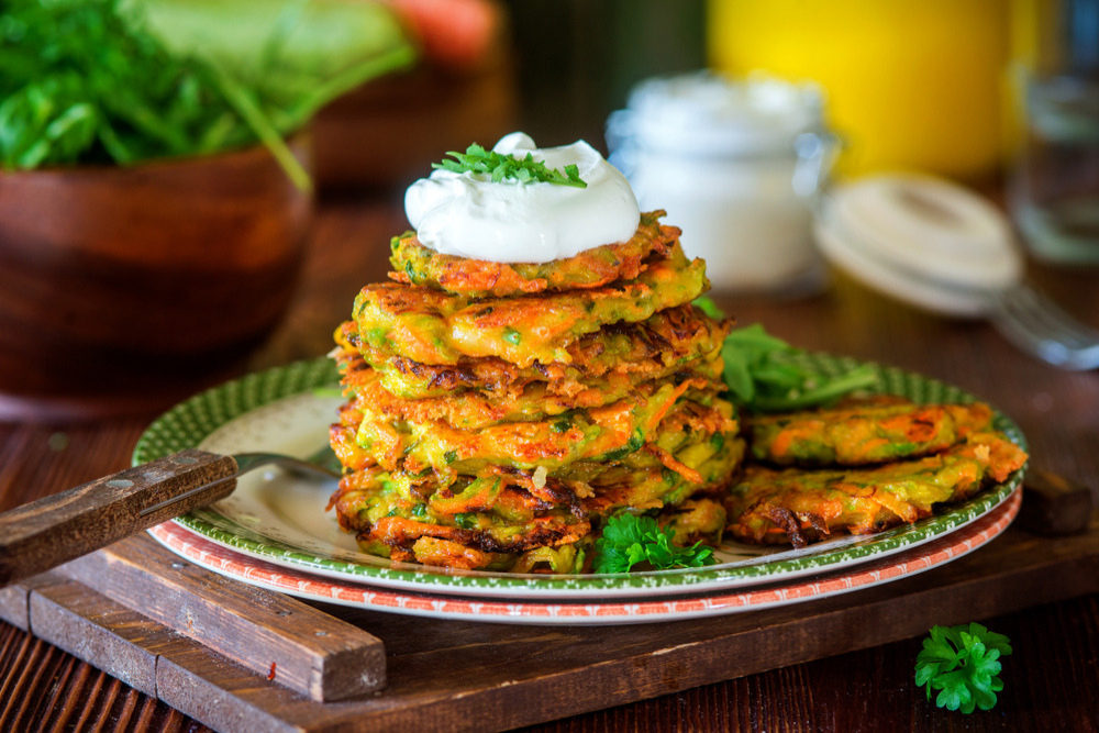 Zucchini Pancakes with Smoked Turkey