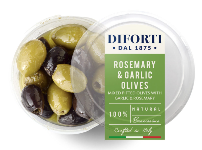 Rosemary & Garlic Mixed Pitted Olives 180g