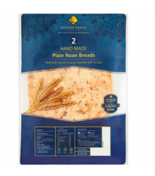 2 Handmade plain naan breads