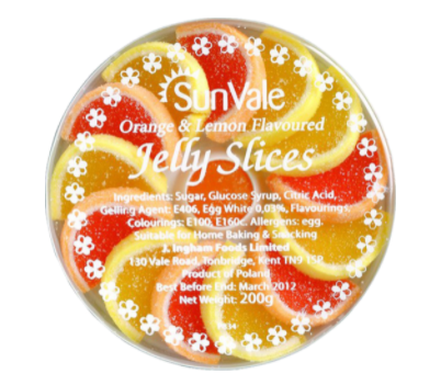 ORANGE & LEMON FLAVOURED JELLY SLICES 200g