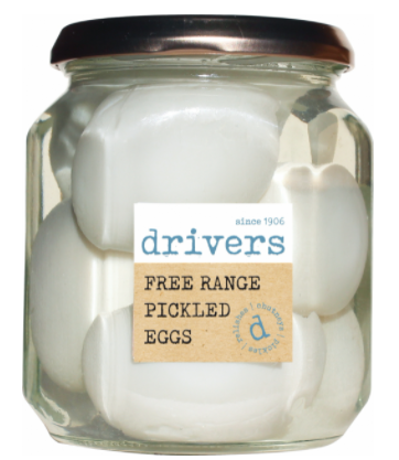 DRIVER'S Free Range Pickled Eggs Distilled Malt Vinegar 550g